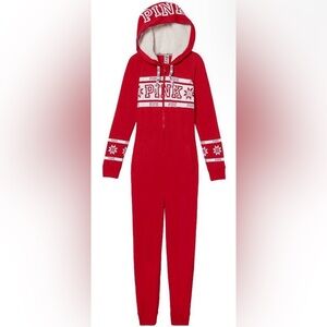 Victorias Secret PINK Sherpa ONE PIECE Long Jane PJ Pajamas XS